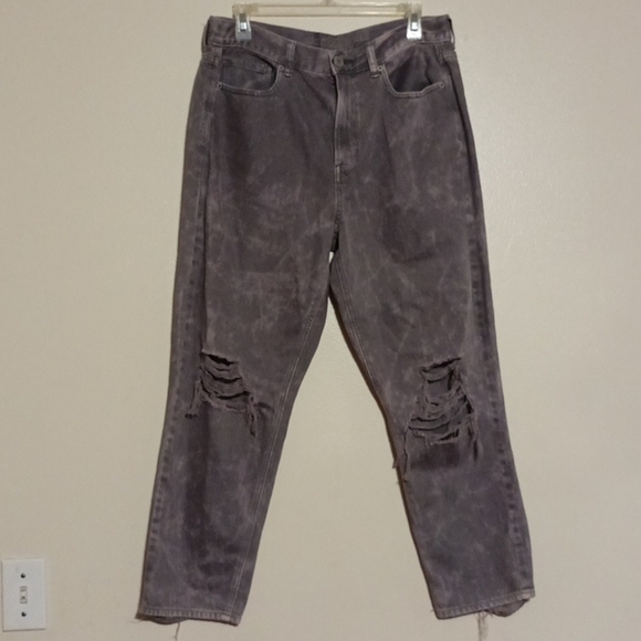 COPY - American Eagle Mom Jeans Distressed Ripped Acid Wash High Waisted Sz 12 … - Picture 1 of 10